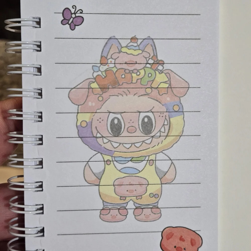 🍒🍒 Labubu Spiral Notebook with Pink Pen